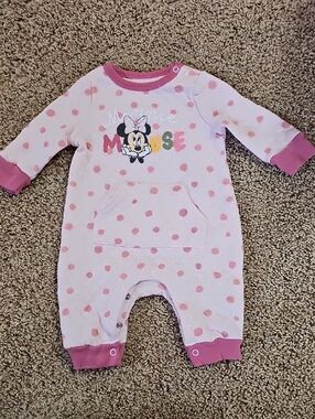 Pink Polka Dot Minnie Mouse Baby Bodysuit One-Piece